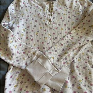 Frankie's Bikinis Floral Kids Pajama Top - Cream